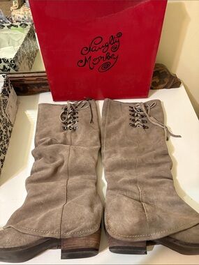 naughty monkey Taupe Suede Lace-Up Mid-Calf Boots